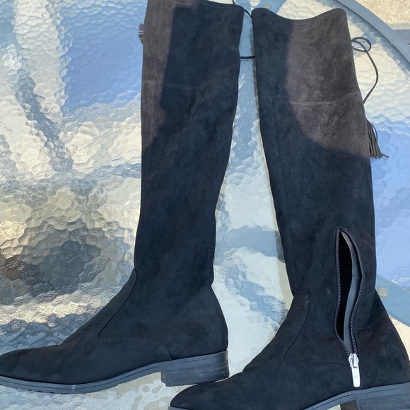 Marc Fisher Over The Knee Faux Suede Boots w/ties - Picture 6 of 16